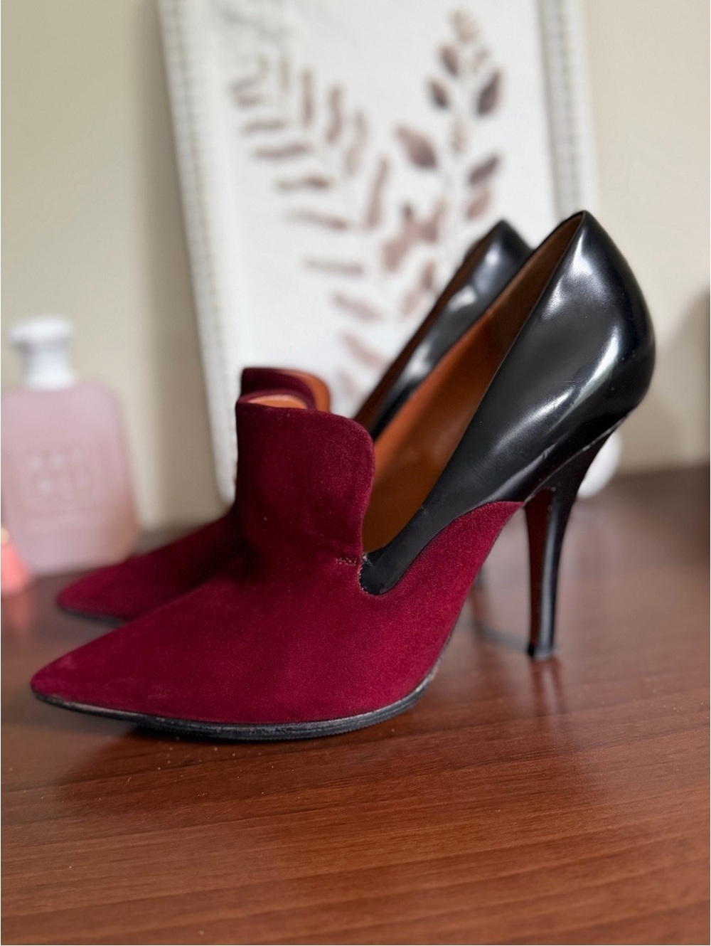 Celine F11 Runway Burgandy Suede Leather Heels | Size 39 (US 8.5)